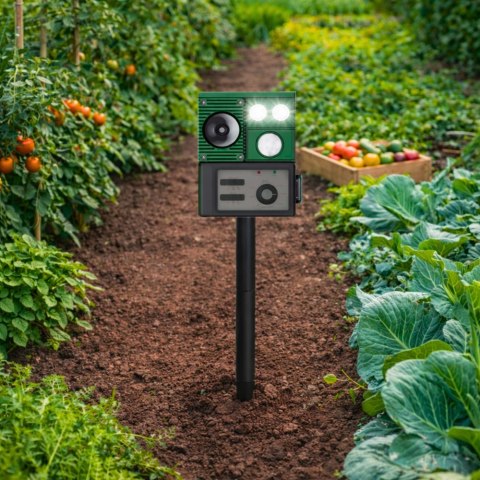 Solarny Odstraszacz Zwierząt Z Czujnikiem Ruchu Ultradźwięki Diody LED