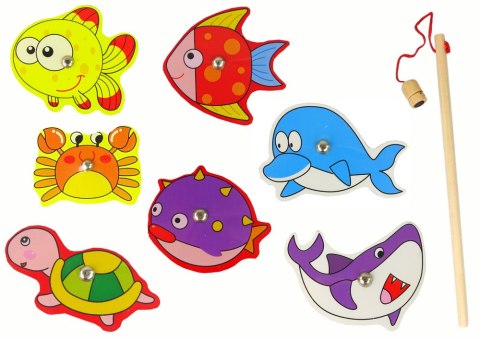 Drewniany Zestaw Do Łowienia Rybek Zwierzęta Morskie Wędka Kolorowy Magnes