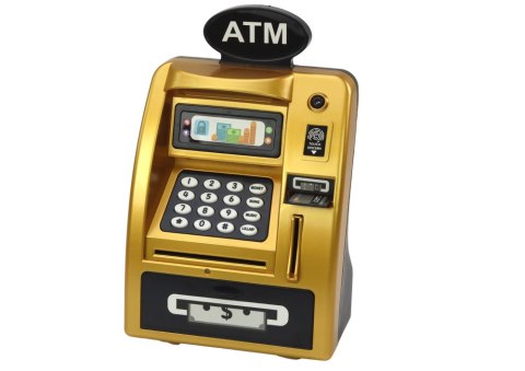 Bankomat Skarbonka Dla Dzieci Nauka Oszczędzania Złoto Czarny LEAN Toys Bankomat Skarbonka Dla Dzieci Nauka Oszczędzania Złoto Czarny LEAN Toys