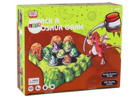 Gra Wack-A-Mole Dinozaury Plansza Młotki Zielona Światła Dźwięki LEAN Toys Gra Wack-A-Mole Dinozaury Plansza Młotki Zielona Światła Dźwięki LEAN Toys
