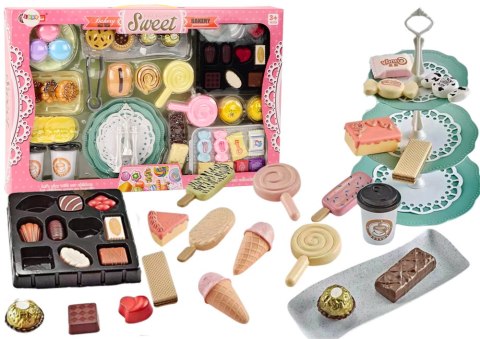 Cukiernia Kawiarnia Zestaw Słodycze Figurki Kawa Ciasto 50 ele. LEAN Toys Cukiernia Kawiarnia Zestaw Słodycze Figurki Kawa Ciasto 50 ele. LEAN Toys