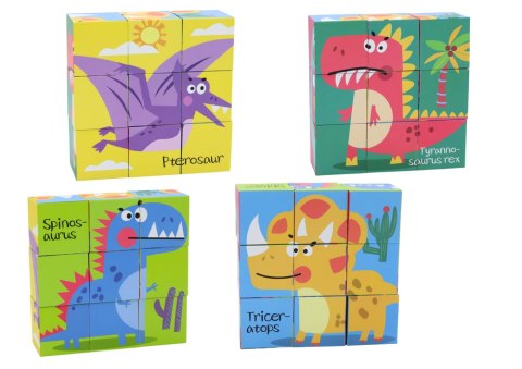 Edukacyjne Puzzle 6w1 Klocki Układanka Kostki 6 Obrazków Dinozaury 9 El. LEAN Toys Edukacyjne Puzzle 6w1 Klocki Układanka Kostki 6 Obrazków Dinozaury 9 El. LEAN Toys
