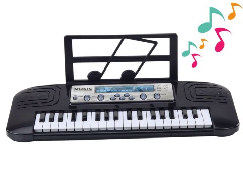 Elektryczne Pianinko Dla Dzieci Stojak Mikrofon Czarne LEAN Toys Elektryczne Pianinko Dla Dzieci Stojak Mikrofon Czarne LEAN Toys