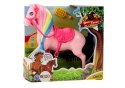Figurka Koń Z Kolorową Grzywą Różowe Siodło Szczotka Farma Różowy LEAN Toys
