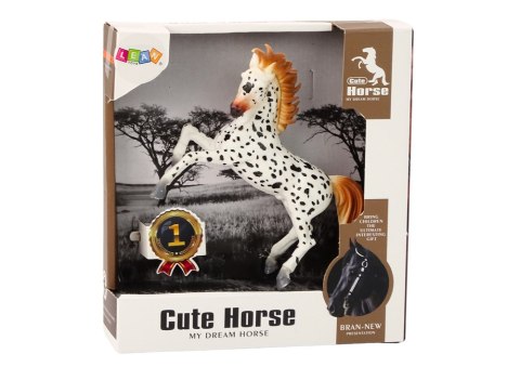 Figurka Konia Biały Koń w Kropki Stojący Stajnia Farma Cute Horse LEAN Toys Figurka Konia Biały Koń w Kropki Stojący Stajnia Farma Cute Horse LEAN Toys