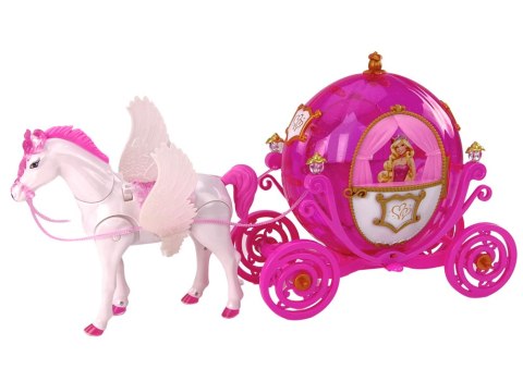 Karoca Z Koniem Lalka Księżniczka Kareta Różowa Pegaz Zestaw LEAN Toys Karoca Z Koniem Lalka Księżniczka Kareta Różowa Pegaz Zestaw LEAN Toys