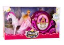 Karoca Z Koniem Lalka Księżniczka Kareta Różowa Pegaz Zestaw LEAN Toys