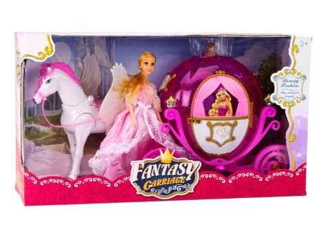 Karoca Z Koniem Lalka Księżniczka Kareta Różowa Pegaz Zestaw LEAN Toys Karoca Z Koniem Lalka Księżniczka Kareta Różowa Pegaz Zestaw LEAN Toys