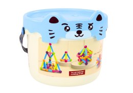 Klocki Magnetyczne W Wiaderku 78 Elementów Kotek Niebieski LEAN Toys