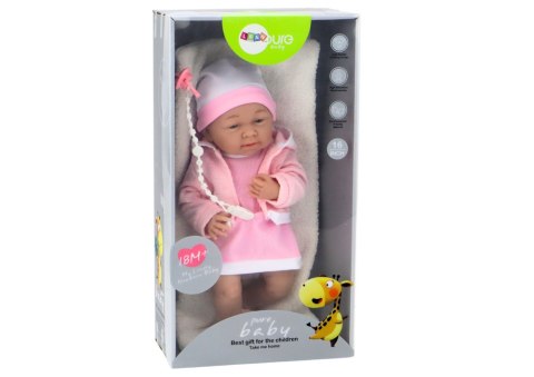 Lalka Bobas Ze Smoczkiem Sukienka Czapeczka Różowa Kocyk Akcesoria 35 cm LEAN Toys Lalka Bobas Ze Smoczkiem Sukienka Czapeczka Różowa Kocyk Akcesoria 35 cm LEAN Toys