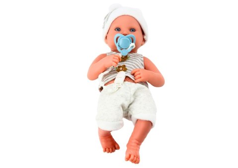 Lalka Bobas w Biało-Szarym Ubranku Czapeczka Smoczek Kołderka LEAN Toys Lalka Bobas w Biało-Szarym Ubranku Czapeczka Smoczek Kołderka LEAN Toys