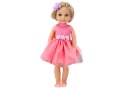 Lalka Długie Włosy Różowa Sukienka Spinka Szczotka 38cm LEAN Toys
