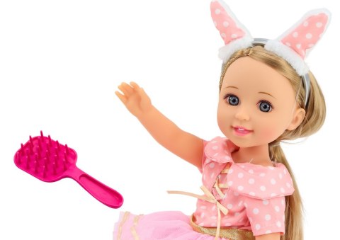 Lalka Różowa Sukienka Długie Włosy Opaska Szczotka 38cm LEAN Toys Lalka Różowa Sukienka Długie Włosy Opaska Szczotka 38cm LEAN Toys