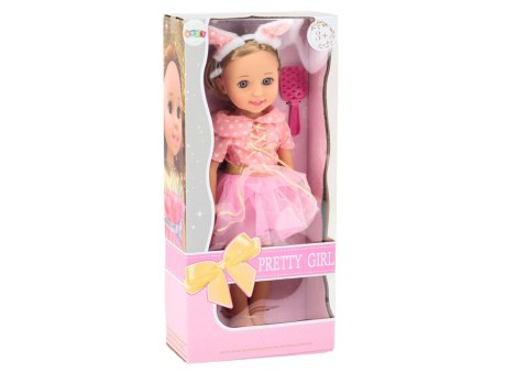 Lalka Różowa Sukienka Długie Włosy Opaska Szczotka 38cm LEAN Toys Lalka Różowa Sukienka Długie Włosy Opaska Szczotka 38cm LEAN Toys
