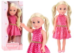 Lalka Różowa Sukienka Kucyki Blond Włosy Duża Laleczka 46cm LEAN Toys