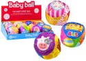 Miękka Piłeczka Z Grzechotką Kolorowa Piłka Zwierzątka Owoce MIX 10cm LEAN TOYS