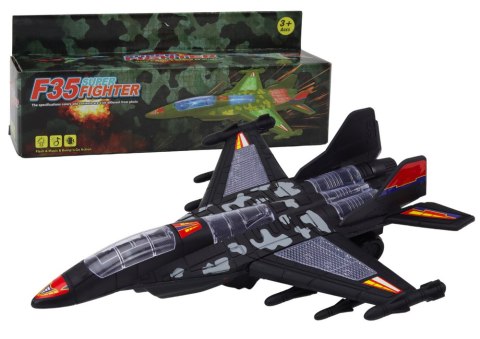 Myśliwiec Militarny F35 Jeżdżący Światła Dźwięki Czarny LEAN Toys Myśliwiec Militarny F35 Jeżdżący Światła Dźwięki Czarny LEAN Toys