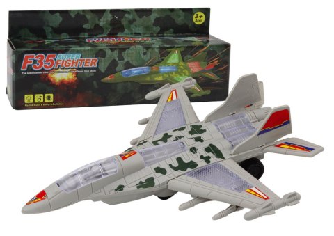 Myśliwiec Militarny F35 Jeżdżący Światła Dźwięki Szary LEAN Toys Myśliwiec Militarny F35 Jeżdżący Światła Dźwięki Szary LEAN Toys
