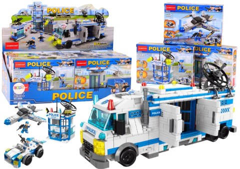 Policja Łódź Samolot Helikopter Klocki Konstrukcyjne Niebieskie MIX LEAN TOYS Policja Łódź Samolot Helikopter Klocki Konstrukcyjne Niebieskie MIX LEAN TOYS