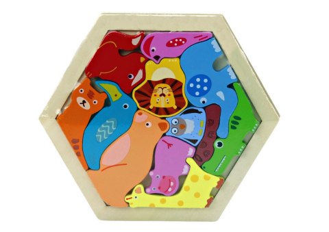 Puzzle Układanka Zwierzątka Klocki Drewniane Kolorowe 12 ele. LEAN TOYS Puzzle Układanka Zwierzątka Klocki Drewniane Kolorowe 12 ele. LEAN TOYS