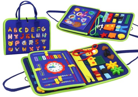 Tablica Filcowa Sensoryczna Manipulacyjna Edukacyjna Niebieska LEAN Toys