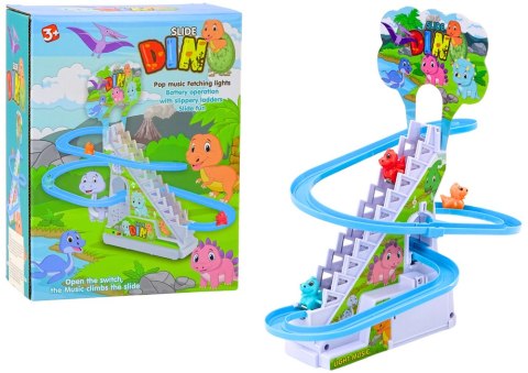 Tor Zjeżdżalnia Dla Dinozaurów Schodki Światła Dźwięki LEAN Toys Tor Zjeżdżalnia Dla Dinozaurów Schodki Światła Dźwięki LEAN Toys
