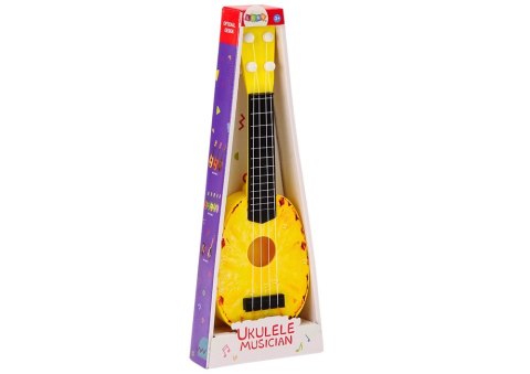 Ukulele Dla Dzieci Mini Gitara 4 Struny Motyw Ananasa Gitarka Żółta LEAN Toys Ukulele Dla Dzieci Mini Gitara 4 Struny Motyw Ananasa Gitarka Żółta LEAN Toys