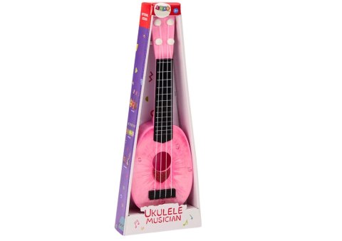 Ukulele Dla Dzieci Mini Gitara 4 Struny Motyw Brzoskwini Gitarka Różowa LEAN Toys Ukulele Dla Dzieci Mini Gitara 4 Struny Motyw Brzoskwini Gitarka Różowa LEAN Toys