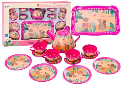 Zestaw Do Kawy Herbaty Filiżanki Czajnik Taca Różowy Kawiarnia 15ele. LEAN Toys Zestaw Do Kawy Herbaty Filiżanki Czajnik Taca Różowy Kawiarnia 15ele. LEAN Toys