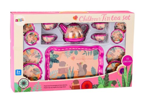 Zestaw Do Kawy Herbaty Filiżanki Czajnik Taca Różowy Kawiarnia 15ele. LEAN Toys Zestaw Do Kawy Herbaty Filiżanki Czajnik Taca Różowy Kawiarnia 15ele. LEAN Toys