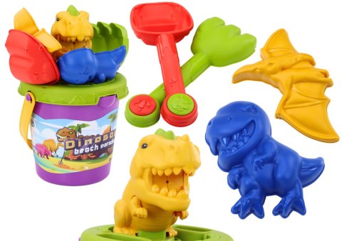 Zestaw Do Piasku Wiaderko Łopatka Grabki Foremki Dinozaury LEAN Toys Zestaw Do Piasku Wiaderko Łopatka Grabki Foremki Dinozaury LEAN Toys