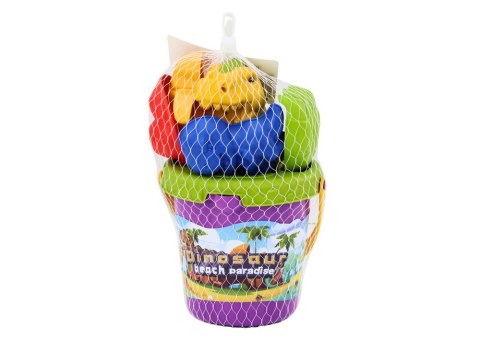Zestaw Do Piasku Wiaderko Łopatka Grabki Foremki Dinozaury LEAN Toys Zestaw Do Piasku Wiaderko Łopatka Grabki Foremki Dinozaury LEAN Toys