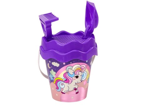 Zestaw Do Piasku Wiaderko Łopatka Grabki Konewka Jednorożec Fioletowy LEAN Toys Zestaw Do Piasku Wiaderko Łopatka Grabki Konewka Jednorożec Fioletowy LEAN Toys