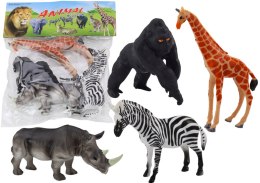 Zestaw Figurek Zwierząt Afrykańskich 4 Sztuki Żyrafa Goryl LEAN TOYS