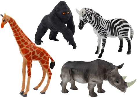 Zestaw Figurek Zwierząt Afrykańskich 4 Sztuki Żyrafa Goryl LEAN TOYS Zestaw Figurek Zwierząt Afrykańskich 4 Sztuki Żyrafa Goryl LEAN TOYS