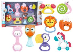 Zestaw Grzechotek Gryzaczków Dla Niemowląt Zwierzątka 8 Szt LEAN Toys