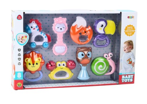 Zestaw Grzechotek Gryzaczków Dla Niemowląt Zwierzątka 8 Szt LEAN Toys Zestaw Grzechotek Gryzaczków Dla Niemowląt Zwierzątka 8 Szt LEAN Toys