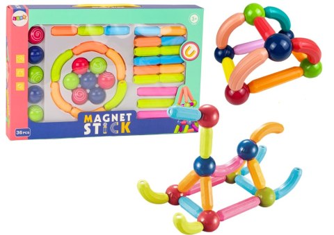 Zestaw Klocków Magnetycznych Konstrukcyjne 36El Kolorowe LEAN Toys Zestaw Klocków Magnetycznych Konstrukcyjne 36El Kolorowe LEAN Toys