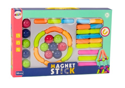 Zestaw Klocków Magnetycznych Konstrukcyjne 36El Kolorowe LEAN Toys Zestaw Klocków Magnetycznych Konstrukcyjne 36El Kolorowe LEAN Toys
