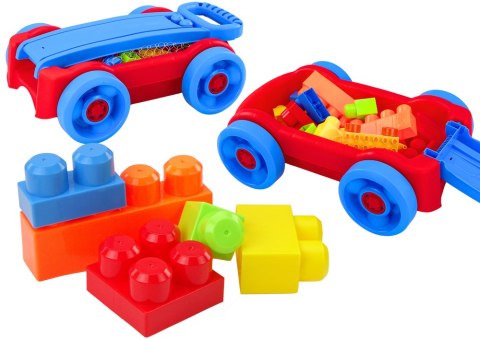 Zestaw Klocków W Wózku Na Kółkach Niebiesko-Czerwony LEAN Toys Zestaw Klocków W Wózku Na Kółkach Niebiesko-Czerwony LEAN Toys