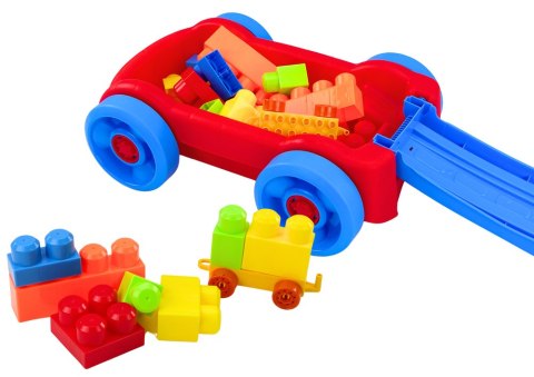 Zestaw Klocków W Wózku Na Kółkach Niebiesko-Czerwony LEAN Toys Zestaw Klocków W Wózku Na Kółkach Niebiesko-Czerwony LEAN Toys
