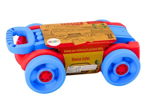 Zestaw Klocków W Wózku Na Kółkach Niebiesko-Czerwony LEAN Toys Zestaw Klocków W Wózku Na Kółkach Niebiesko-Czerwony LEAN Toys