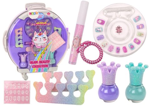 Zestaw Kosmetyków W Walizce Do Paznokci Makijażu Walizka Fioletowa 9 El. LEAN Toys Zestaw Kosmetyków W Walizce Do Paznokci Makijażu Walizka Fioletowa 9 El. LEAN Toys