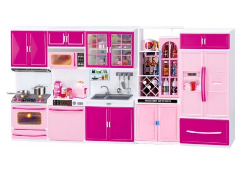 Zestaw Mebli Kuchennych dla Lalek Lodówka Kuchenka Akcesoria Różowy LEAN Toys Zestaw Mebli Kuchennych dla Lalek Lodówka Kuchenka Akcesoria Różowy LEAN Toys