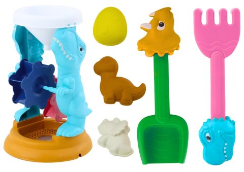Zestaw Zabawek Do Piasku Młynek Łopatka Grabki Foremki Dinozaury LEAN Toys Zestaw Zabawek Do Piasku Młynek Łopatka Grabki Foremki Dinozaury LEAN Toys