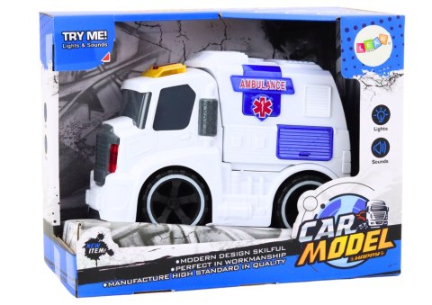 Ambulans Karetka Dźwięki Światła Napęd Auto Samochód Pogotowia Biały LEAN Toys Ambulans Karetka Dźwięki Światła Napęd Auto Samochód Pogotowia Biały LEAN Toys