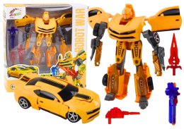 Auto-Robot 2w1 Sportowy Żółty Zestaw Broni 3szt LEAN Toys