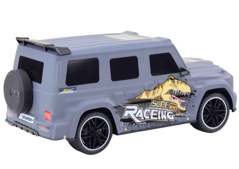 Auto Zdalnie Sterowane RC z Dinozaurem w Skali 1:10 Szare LEAN Toys Auto Zdalnie Sterowane RC z Dinozaurem w Skali 1:10 Szare LEAN Toys