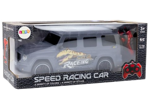 Auto Zdalnie Sterowane RC z Dinozaurem w Skali 1:10 Szare LEAN Toys Auto Zdalnie Sterowane RC z Dinozaurem w Skali 1:10 Szare LEAN Toys