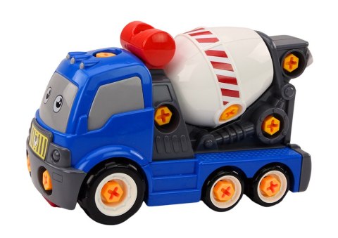 Ciężarówka Betoniarka Kreskówkowa Do Skręcania DIY Niebieska LEAN Toys Ciężarówka Betoniarka Kreskówkowa Do Skręcania DIY Niebieska LEAN Toys